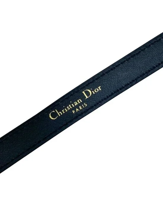 Dior Belt Slim Logo Leather Black Red Gold - Picture 7 of 10